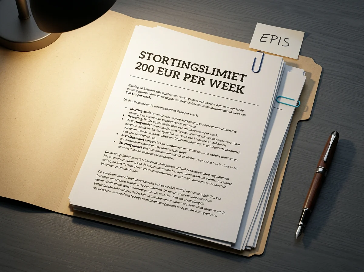 Belgische regelgeving rond sportweddenschappen: open dossier met de tekst stortingslimiet 200 euro per week