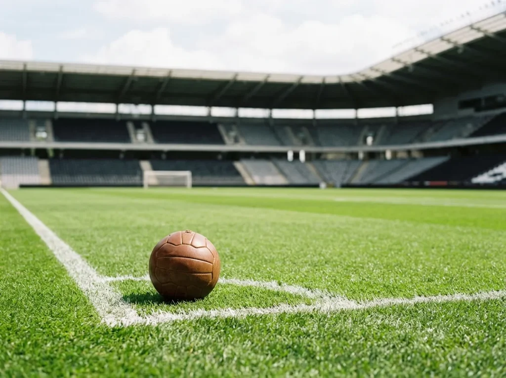 Voetbalveld met Belgische clubvlaggen en een tablet met de live-stand van een Jupiler Pro League-wedstrijd en een Cashlib-stortingsbevestiging.